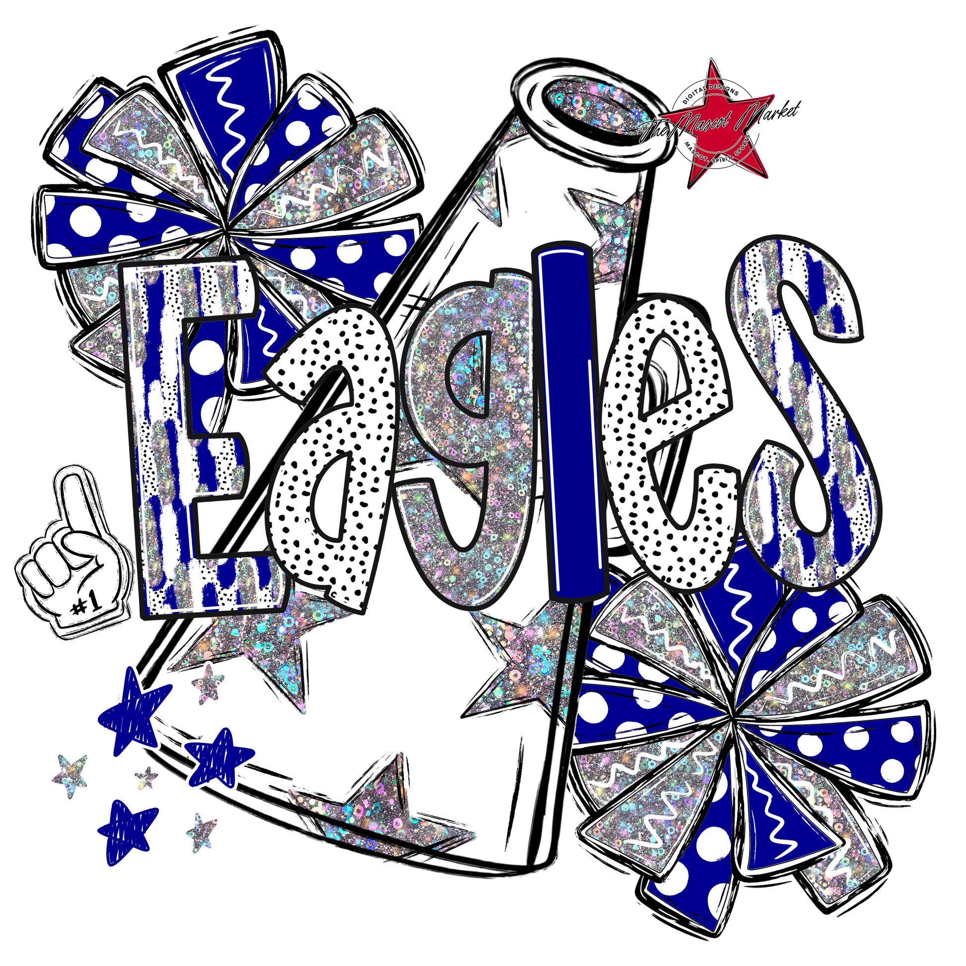 Eagles Cheer Megaphone Scrape-Blue