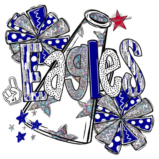 Eagles Cheer Megaphone Scrape-Blue