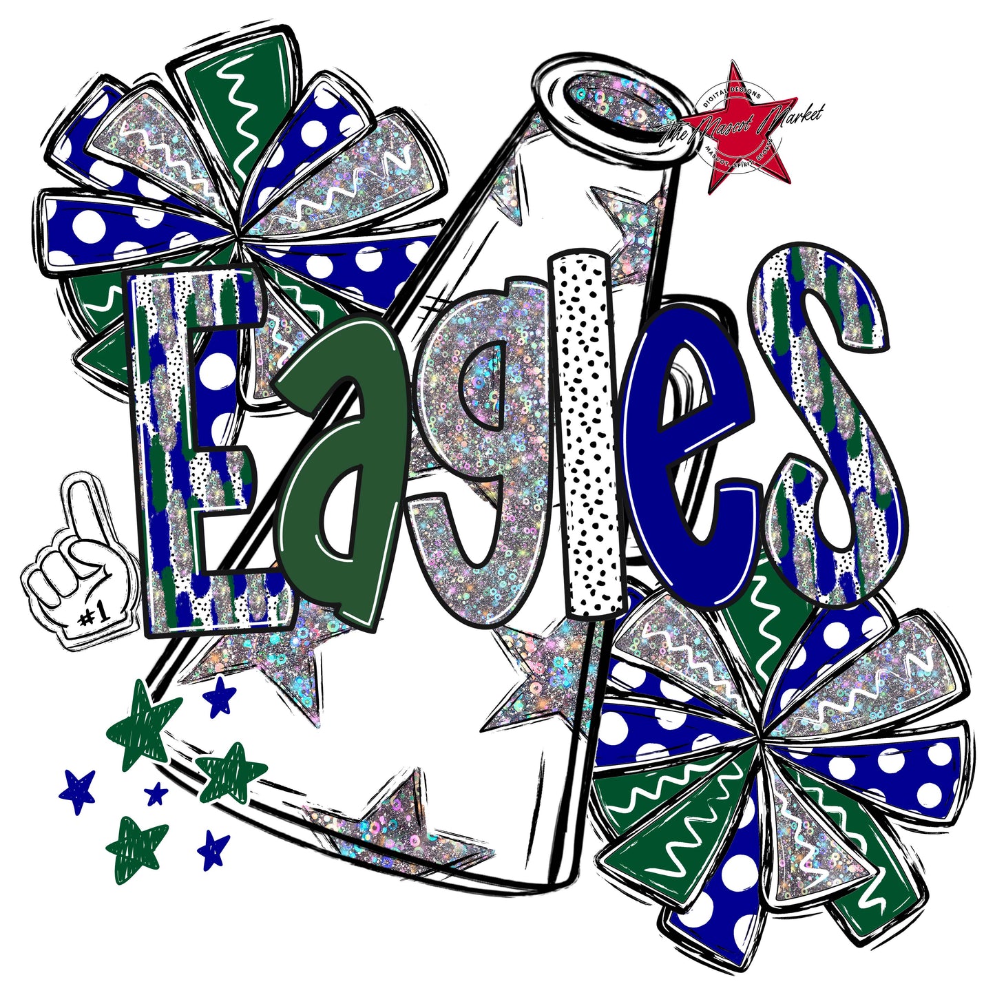 Eagles Cheer Megaphone Scrape-Blue & Green
