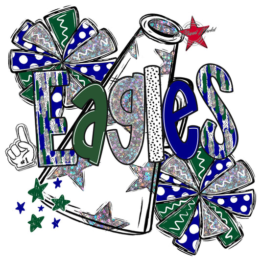 Eagles Cheer Megaphone Scrape-Blue & Green