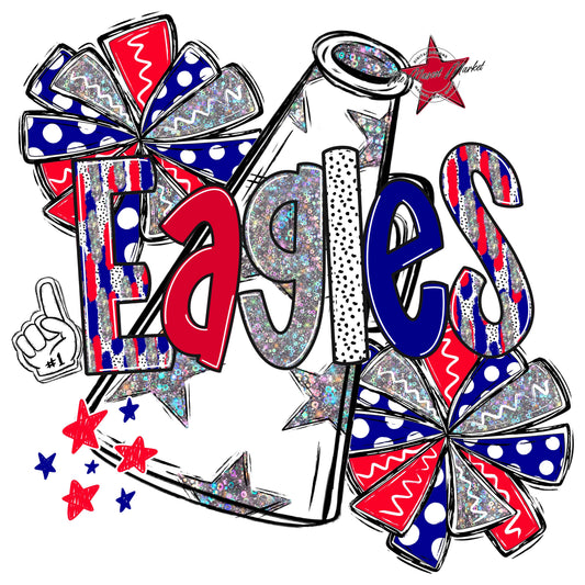 Eagles Cheer Megaphone Scrape-Blue & Red