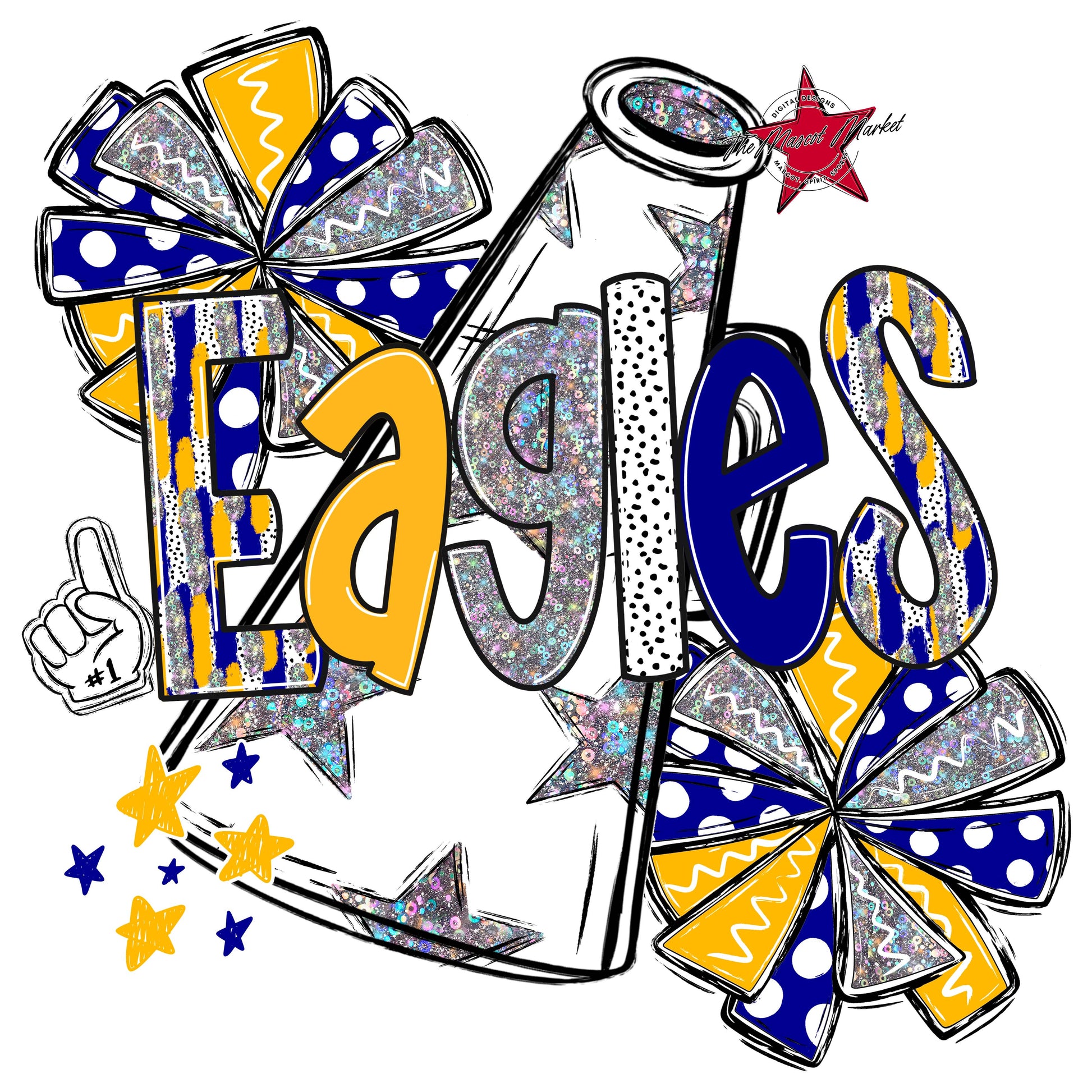Eagles Cheer Megaphone Scrape-Blue & Yellow