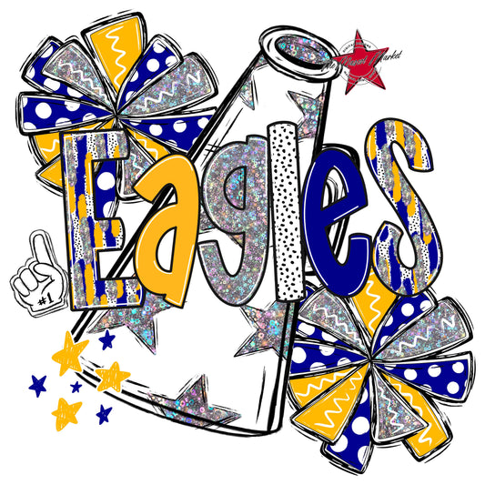 Eagles Cheer Megaphone Scrape-Blue & Yellow