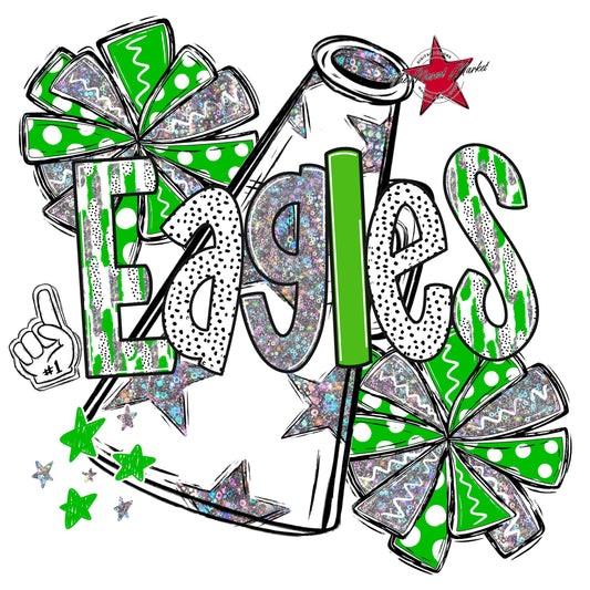 Eagles Cheer Megaphone Scrape-Bright Green