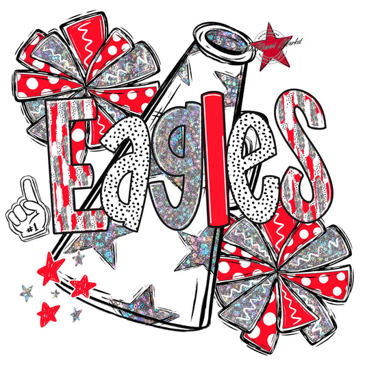 Eagles Cheer Megaphone Scrape-Bright Red