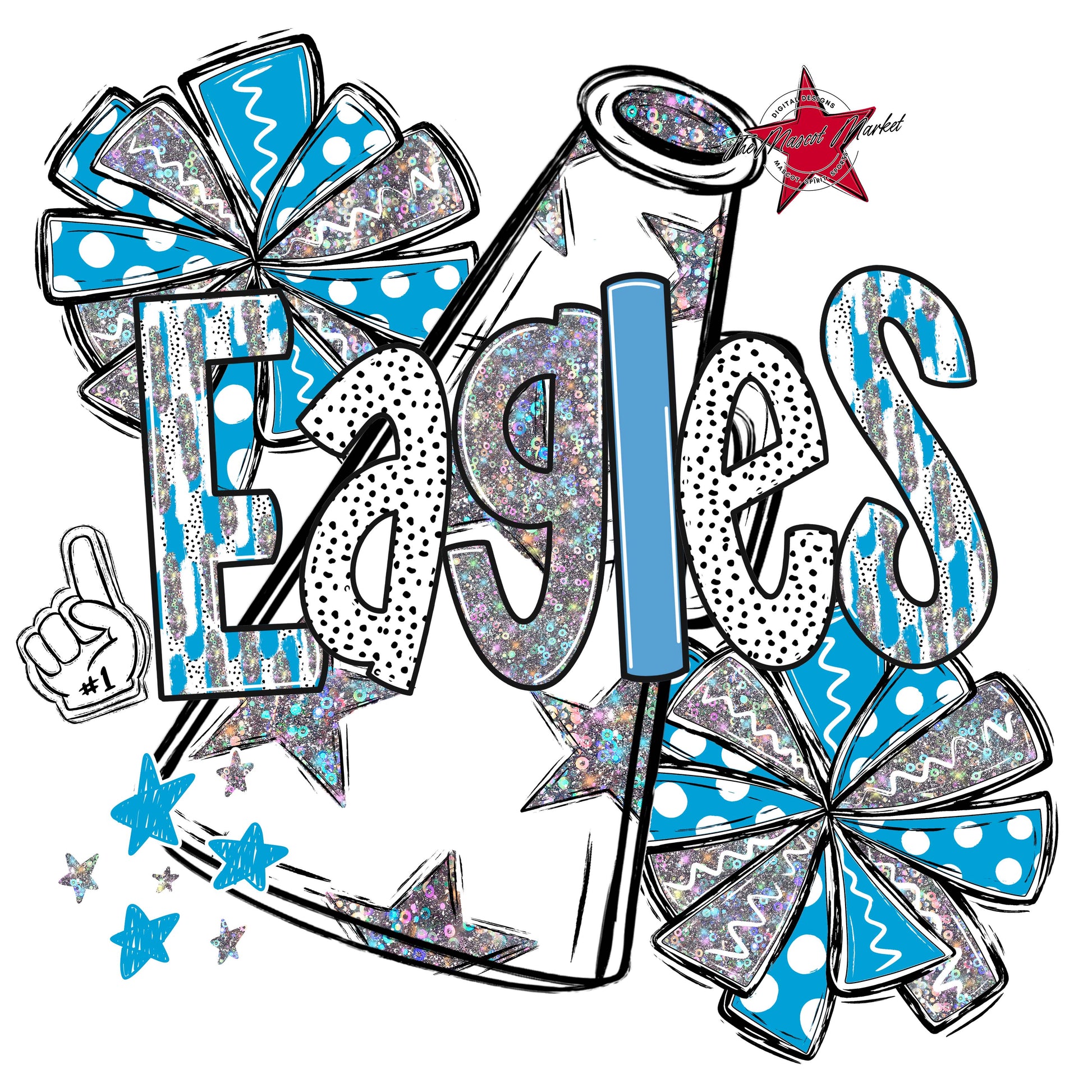 Eagles Cheer Megaphone Scrape-Carolina Blue