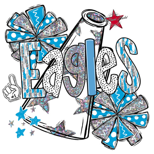 Eagles Cheer Megaphone Scrape-Carolina Blue