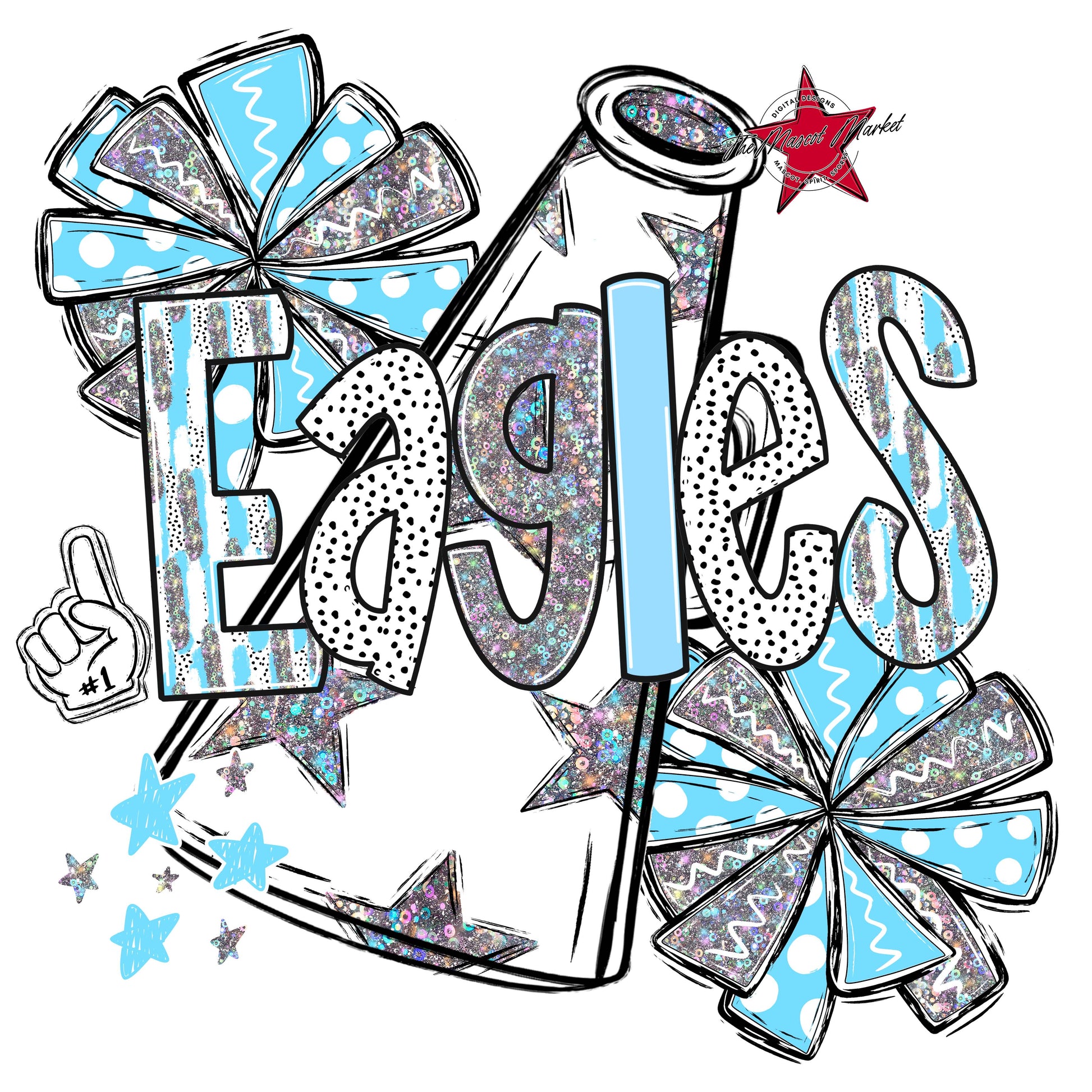 Eagles Cheer Megaphone Scrape-Columbia Blue