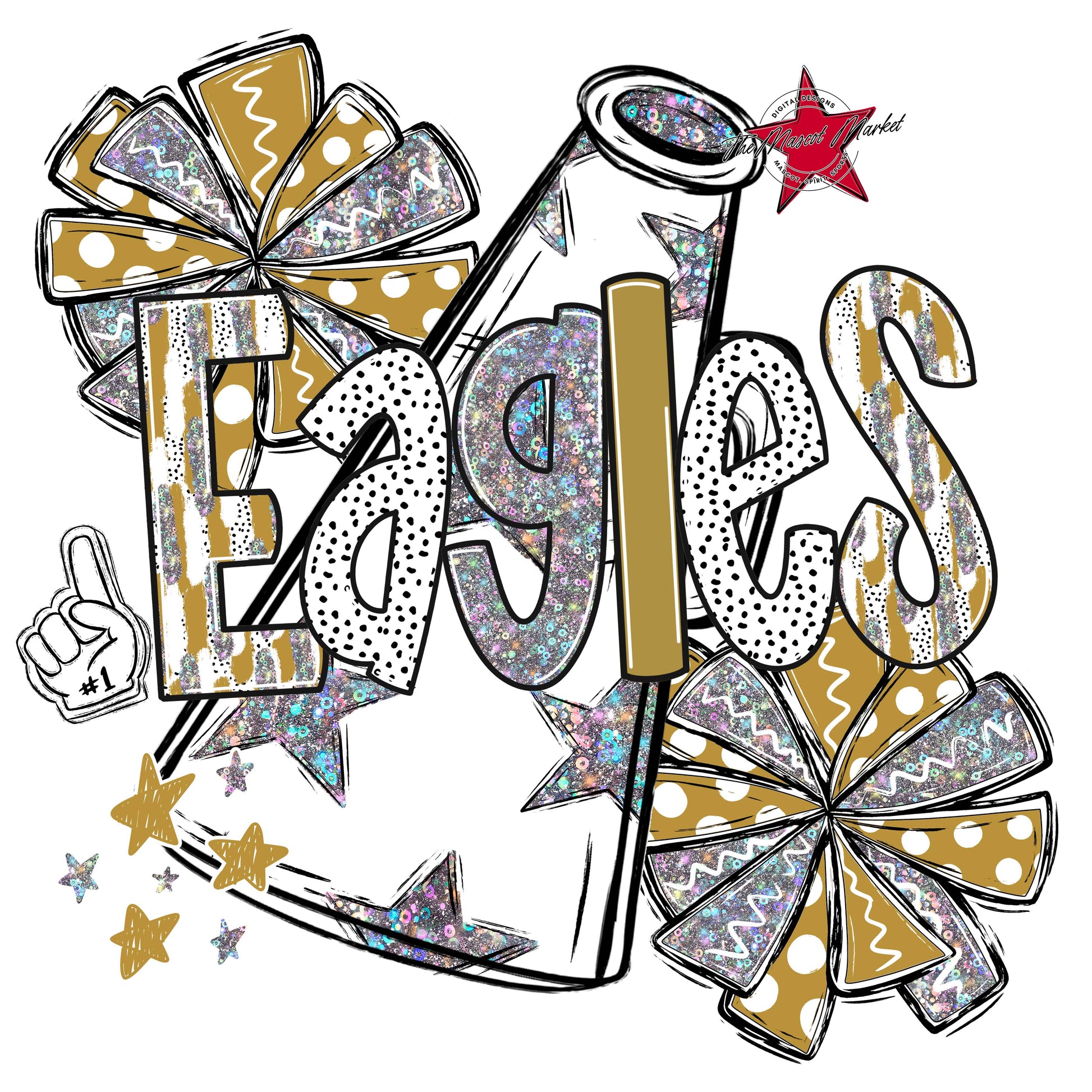 Eagles Cheer Megaphone Scrape-Gold