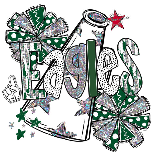 Eagles Cheer Megaphone Scrape-Green