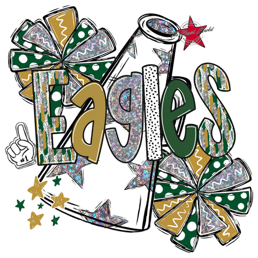 Eagles Cheer Megaphone Scrape-Green & Gold