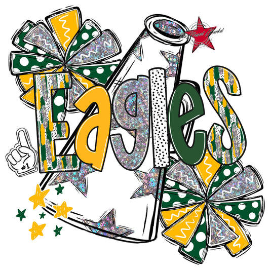 Eagles Cheer Megaphone Scrape-Green & Yellow