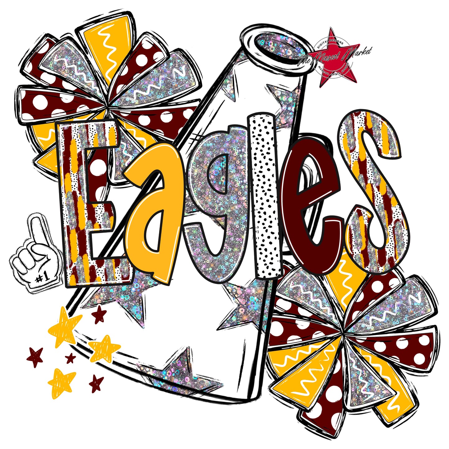 Eagles Cheer Megaphone Scrape-Maroon & Yellow