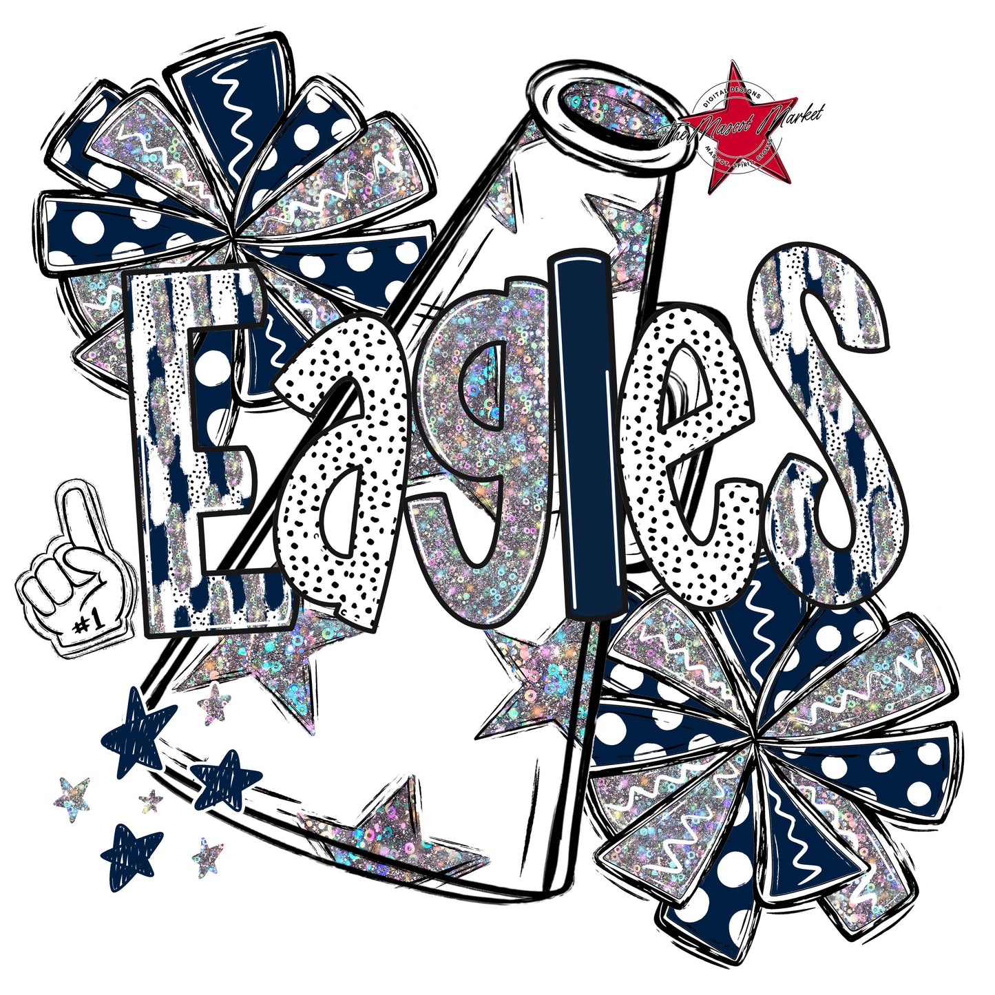 Eagles Cheer Megaphone Scrape-Navy