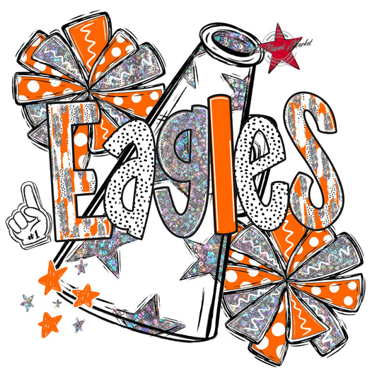 Eagles Cheer Megaphone Scrape-Orange