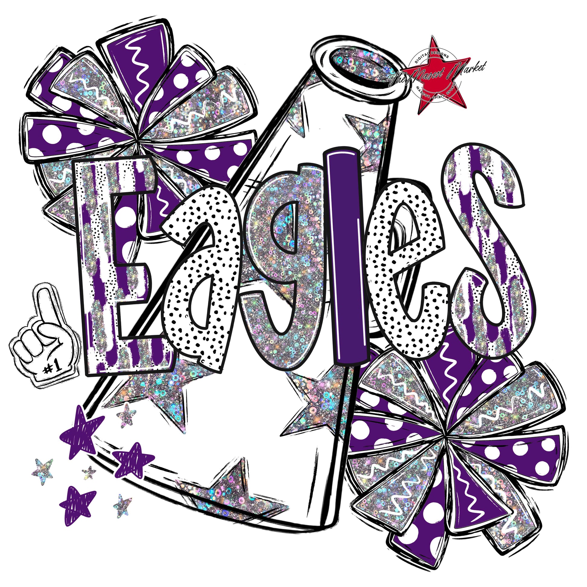 Eagles Cheer Megaphone Scrape-Purple