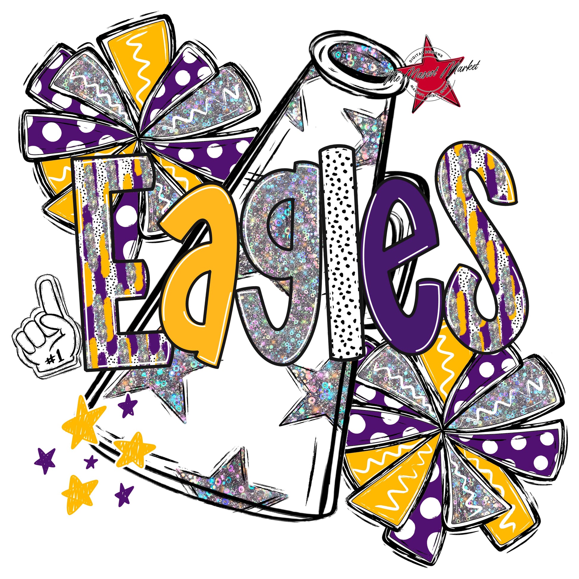 Eagles Cheer Megaphone Scrape-Purple & Yellow