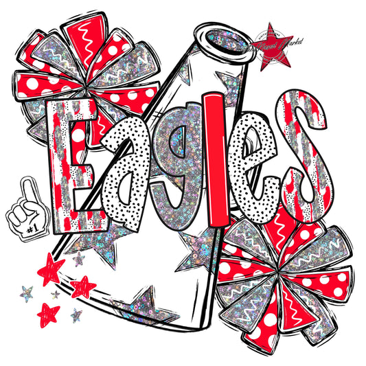 Eagles Cheer Megaphone Scrape-Red