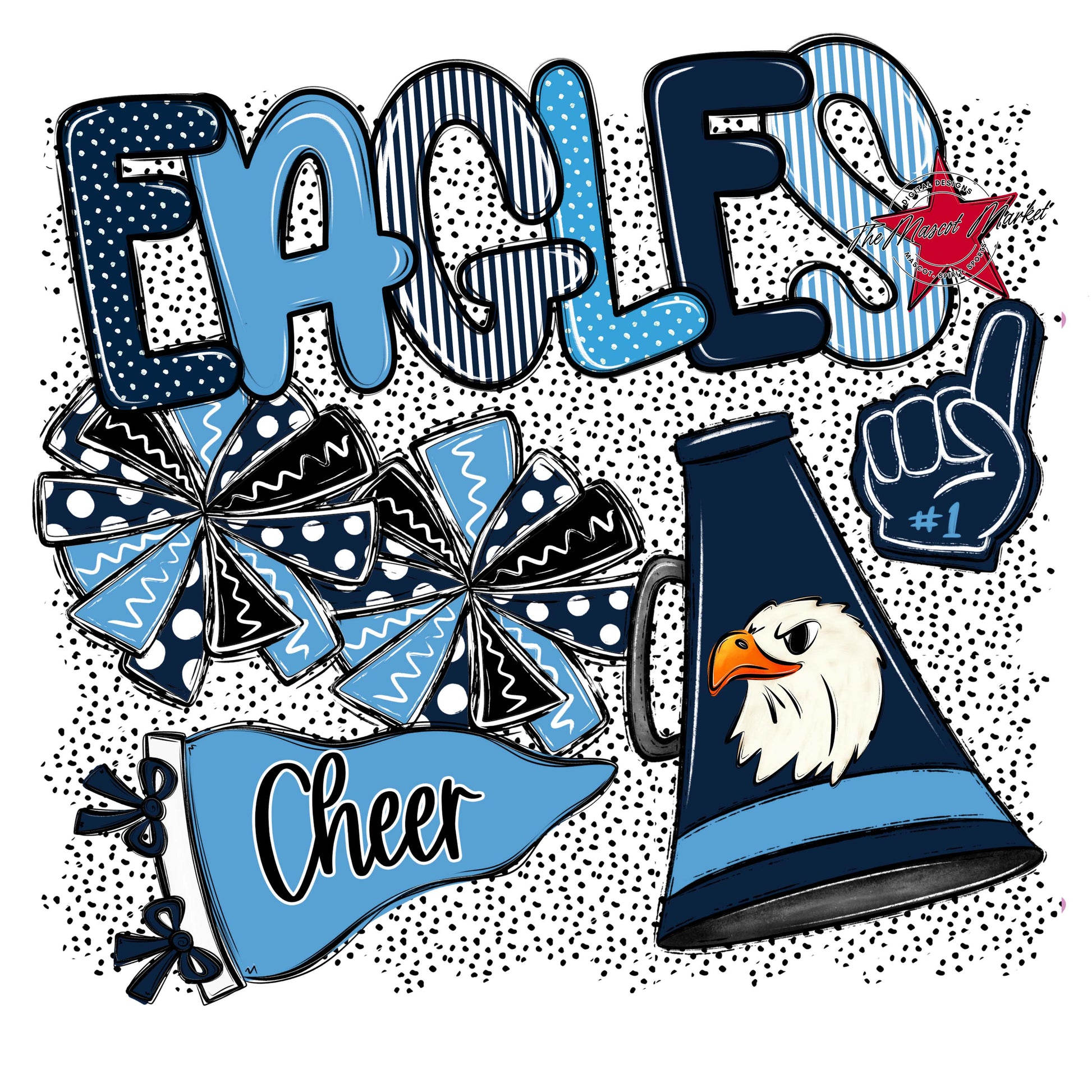 Eagles Cheer Spirit-Navy & Carolina Blue