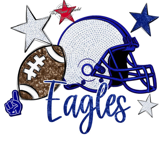 Eagles Football Embroidered Sequins Design-Blue