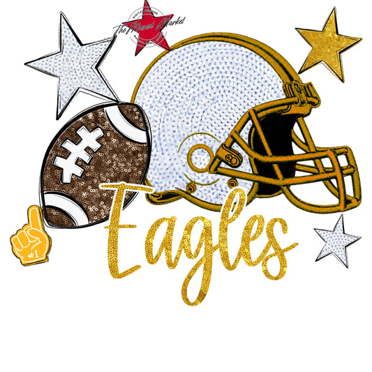 Eagles Football Embroidered Sequins Design-Yellow