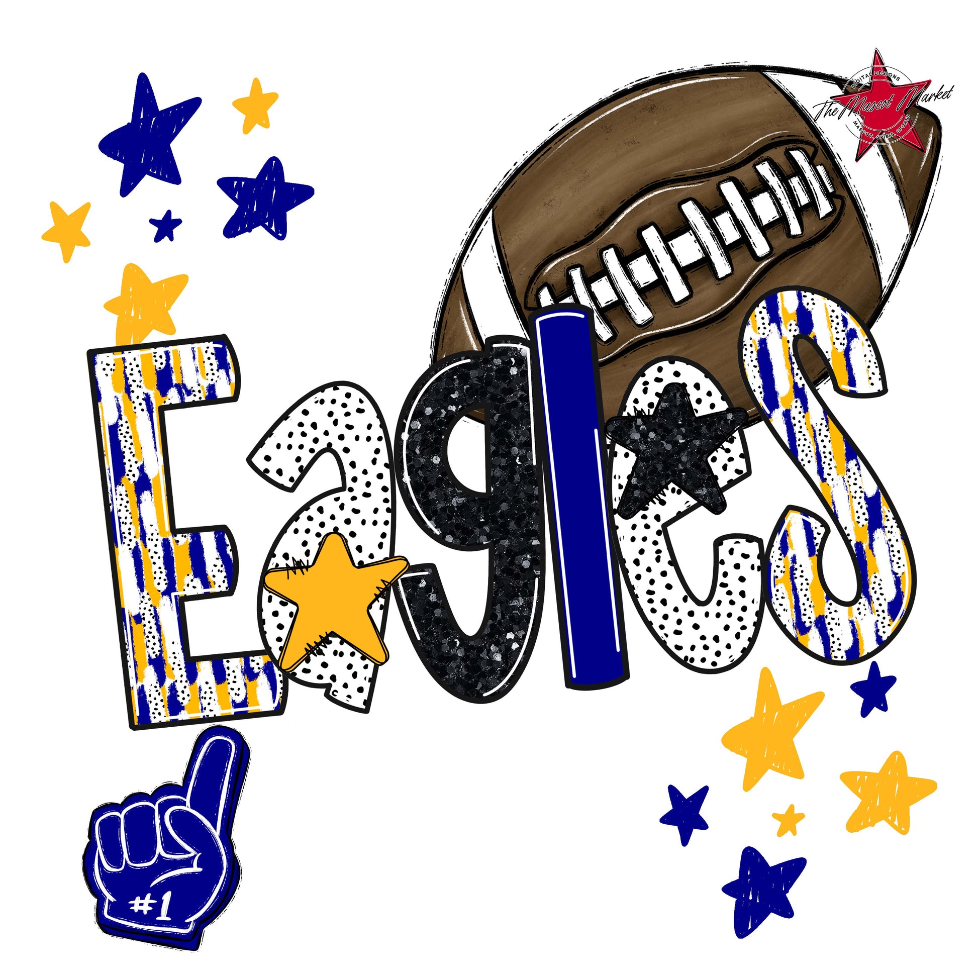 Eagles Football Scrape-Blue & Yellow
