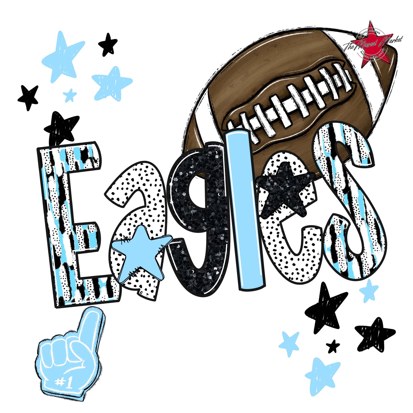 Eagles Football Scrape-Columbia Blue