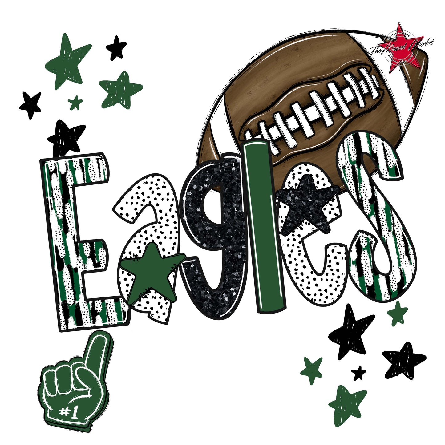 Eagles Football Scrape-Green