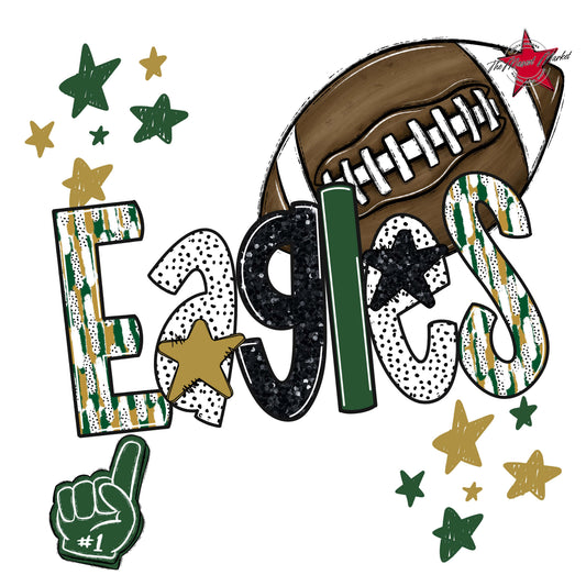 Eagles Football Scrape-Green & Gold