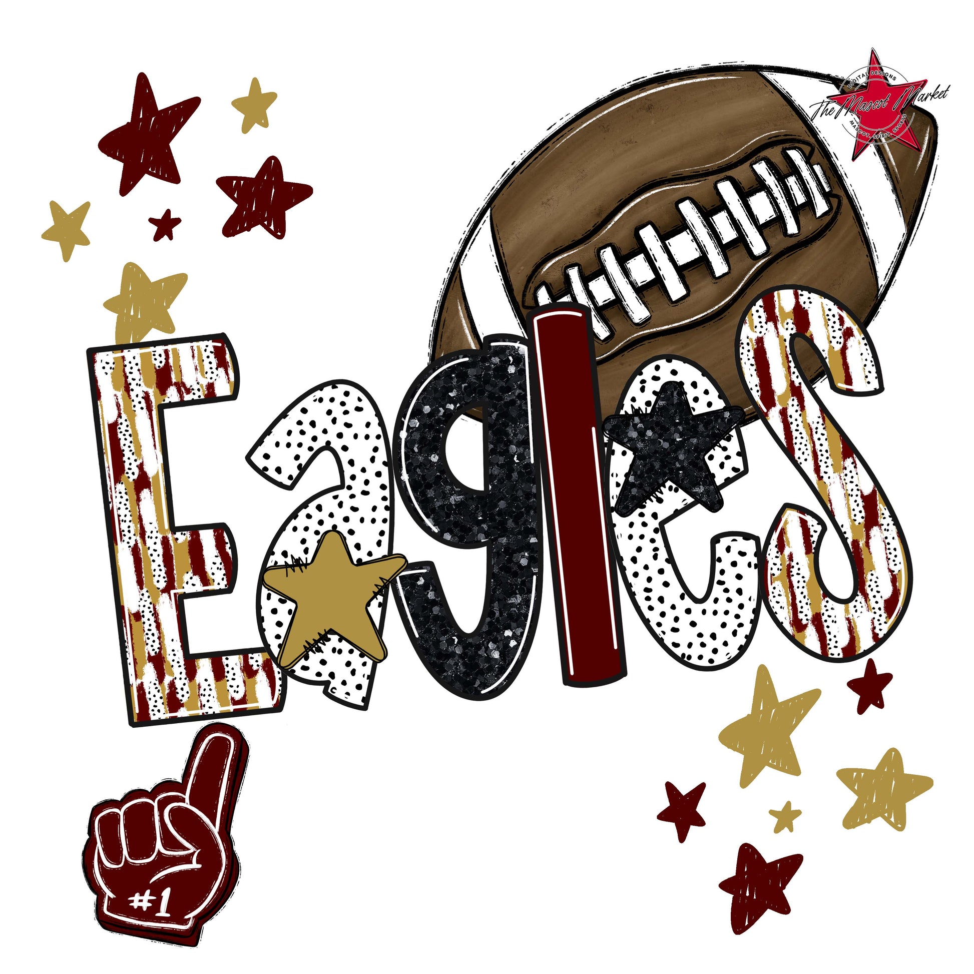 Eagles Football Scrape-Maroon & Gold