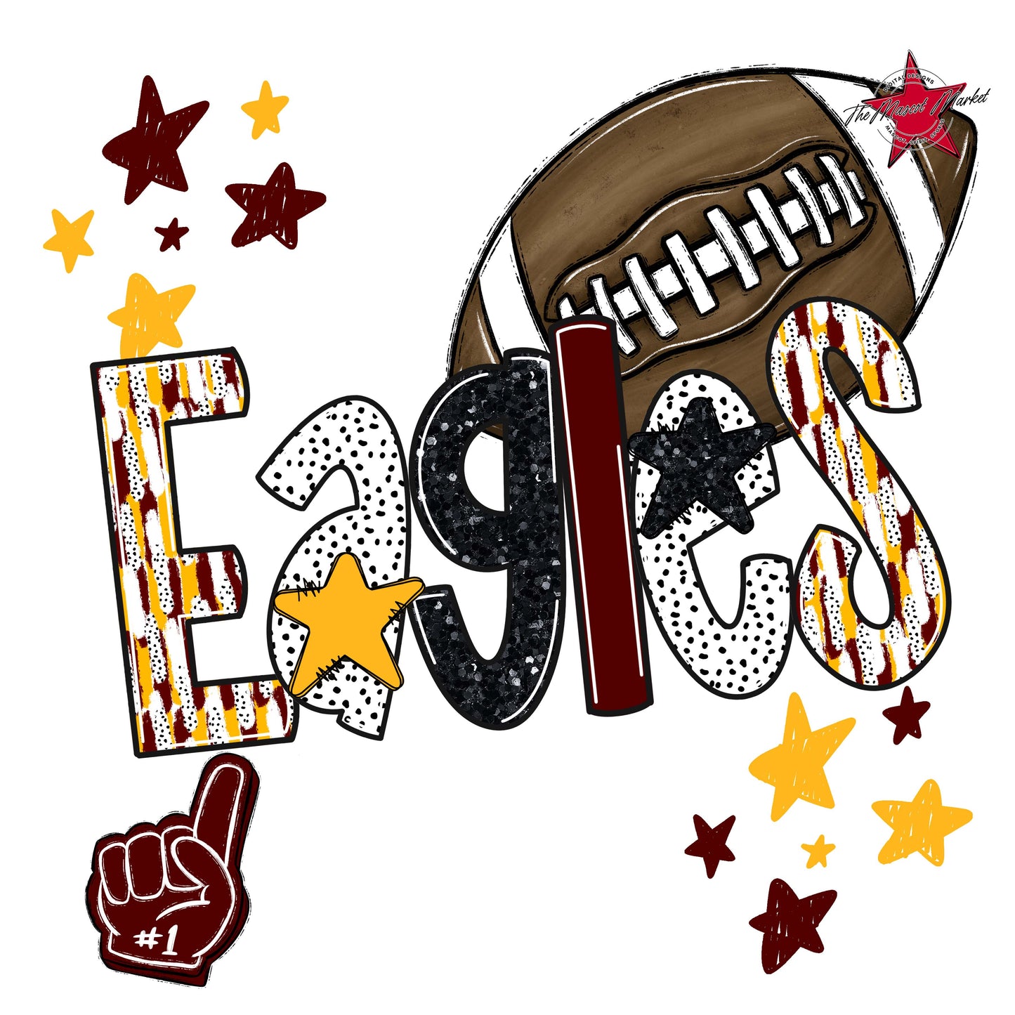 Eagles Football Scrape-Maroon & Yellow