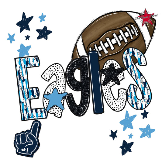 Eagles Football Scrape-Navy & Carolina Blue