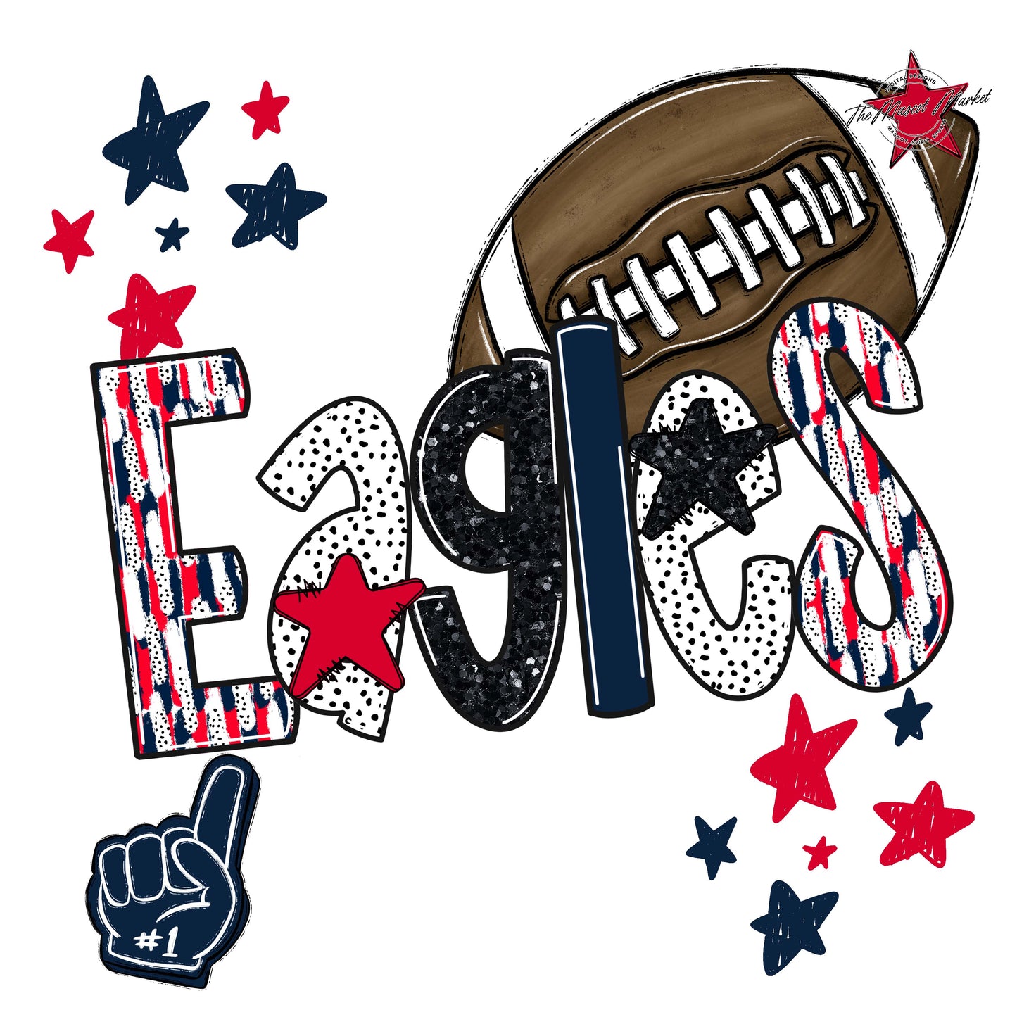 Eagles Football Scrape-Navy & Red
