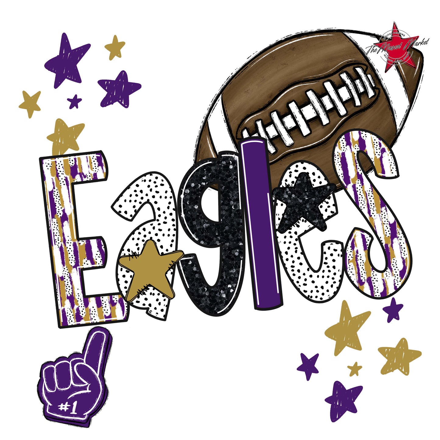 Eagles Football Scrape-Purple & Gold