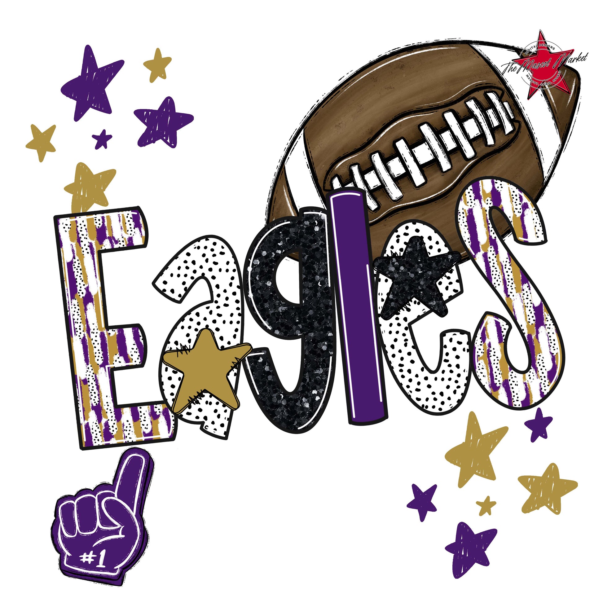 Eagles Football Scrape-Purple & Gold