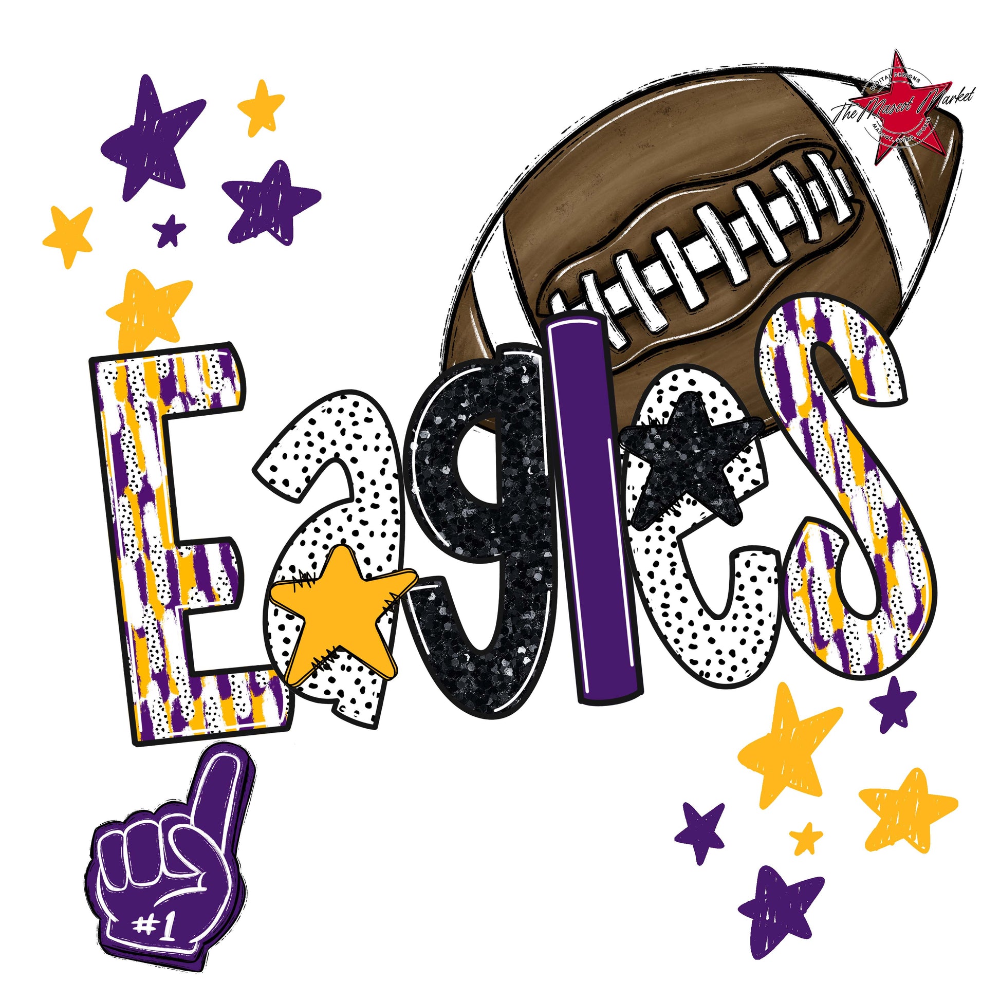 Eagles Football Scrape-Purple & Yellow