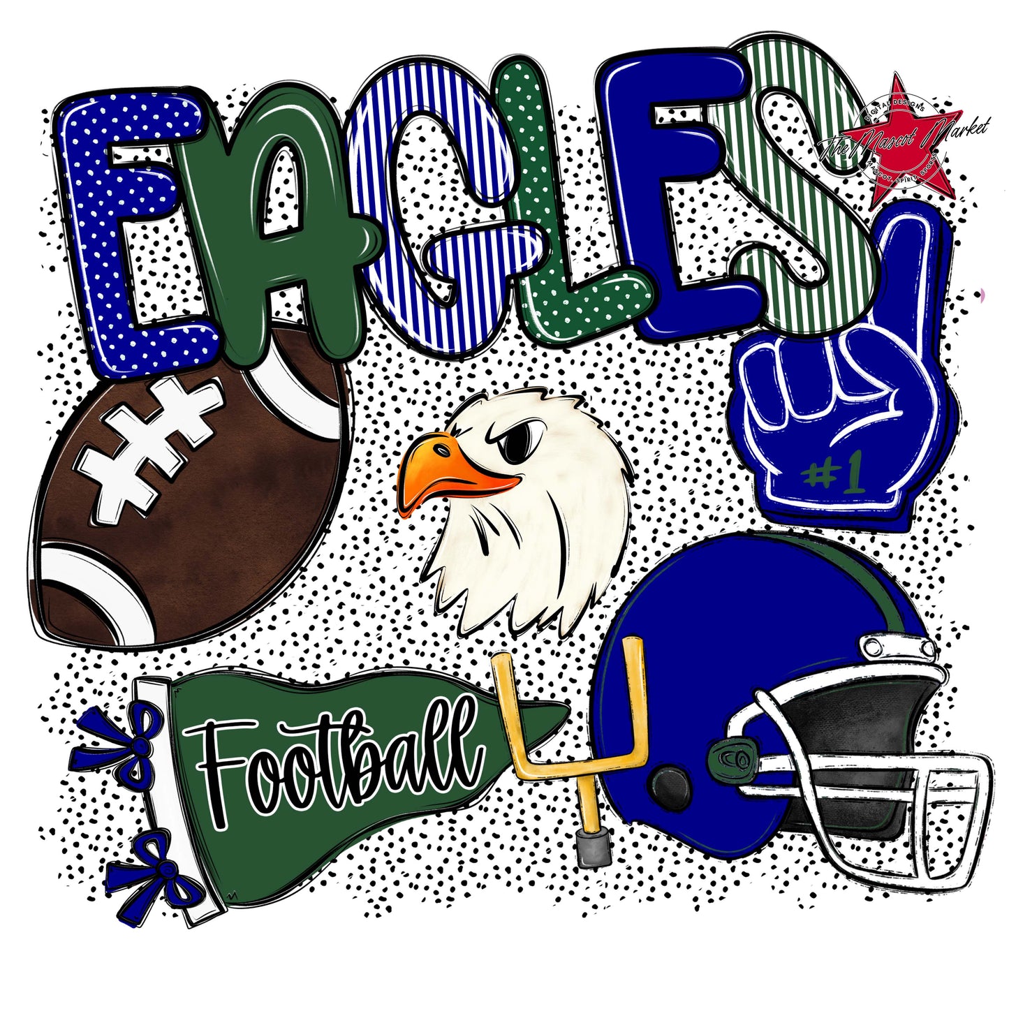 Eagles Football Spirit-Blue & Green