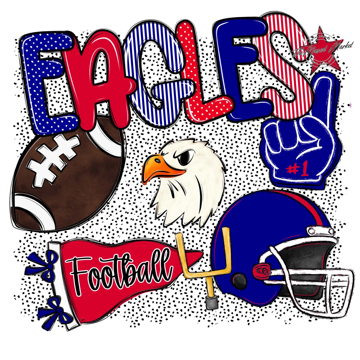 Eagles Football Spirit-Blue & Red