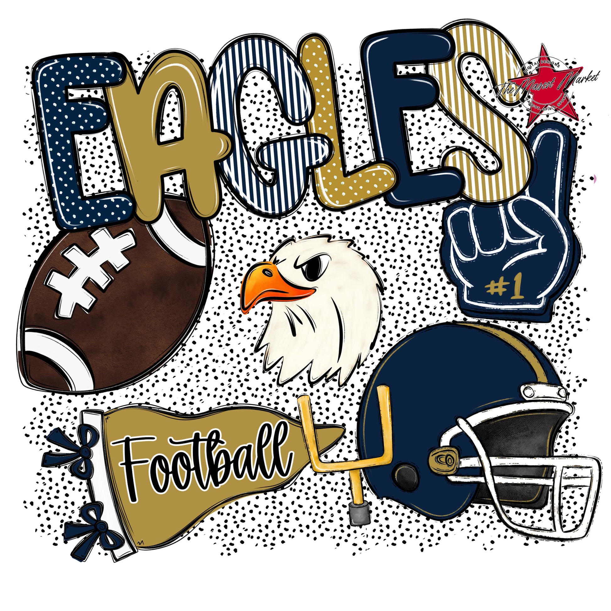 Eagles Football Spirit-Navy & Gold