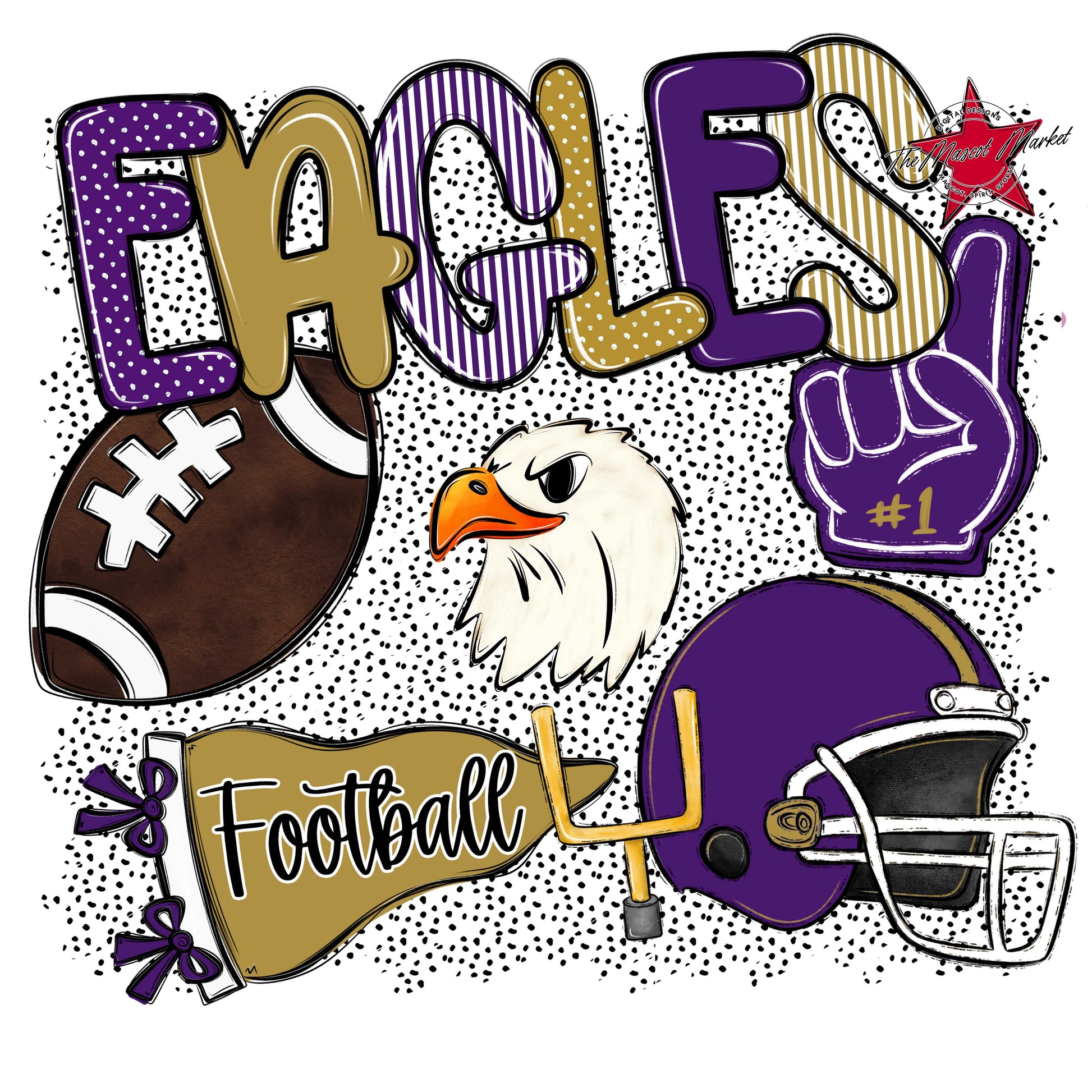 Eagles Football Spirit-Purple & Gold