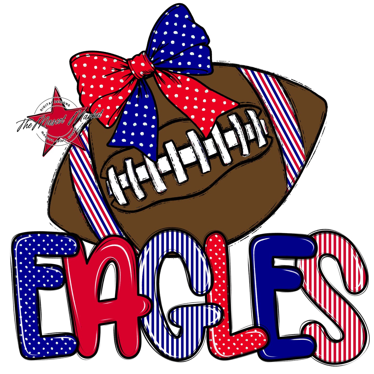 Eagles Football Spirit Design-Blue & Red