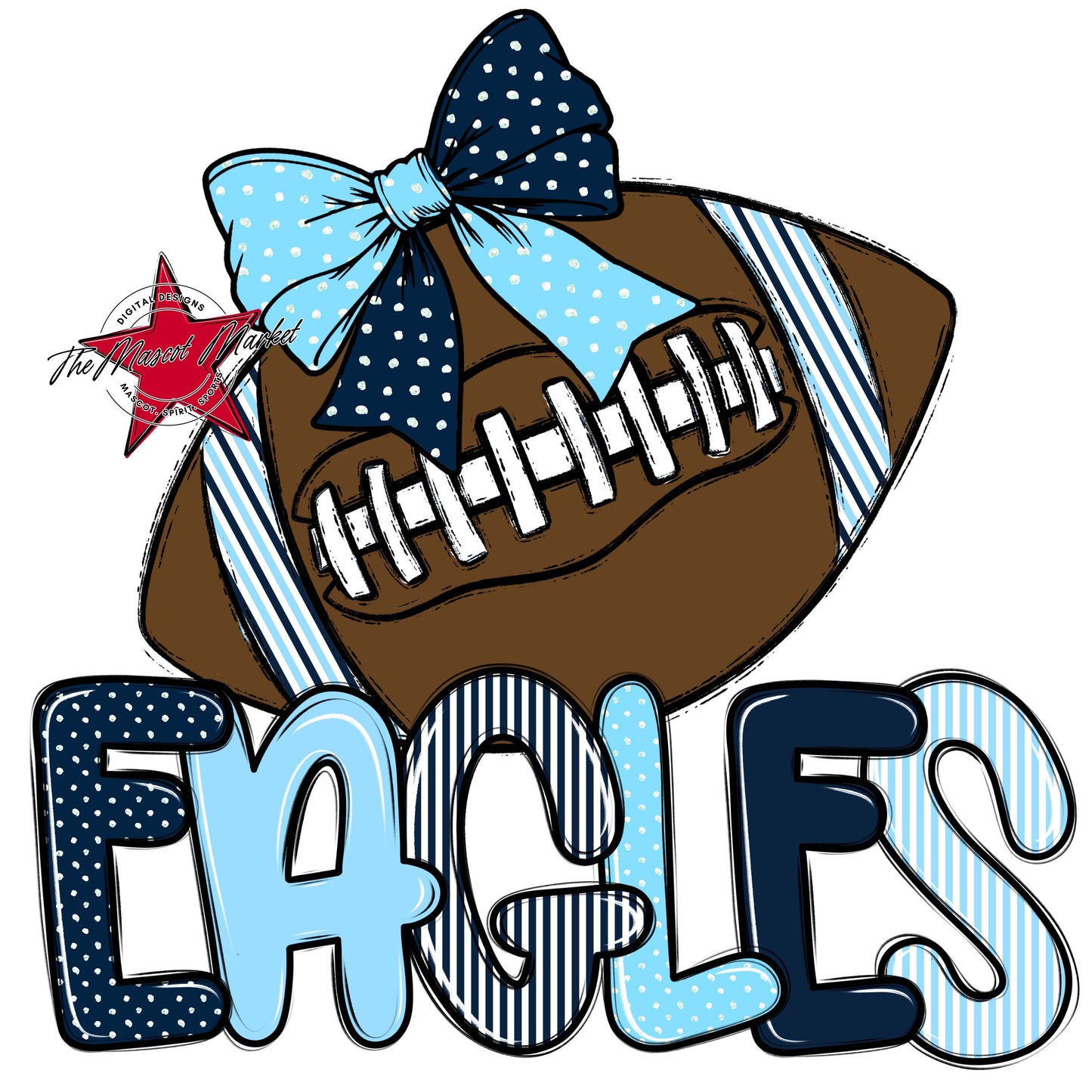 Eagles Football Spirit Design-Navy & Columbia Blue