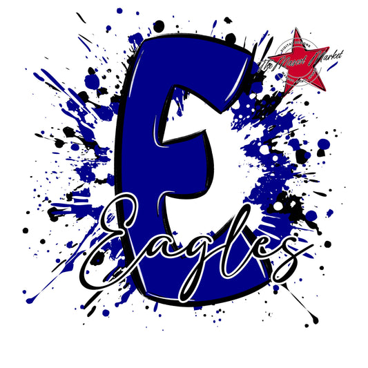 Eagles Mascot Splatter-Blue
