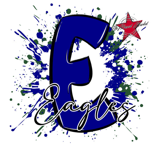 Eagles Mascot Splatter-Blue & Green