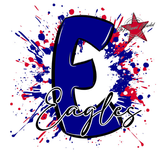 Eagles Mascot Splatter-Blue & Red