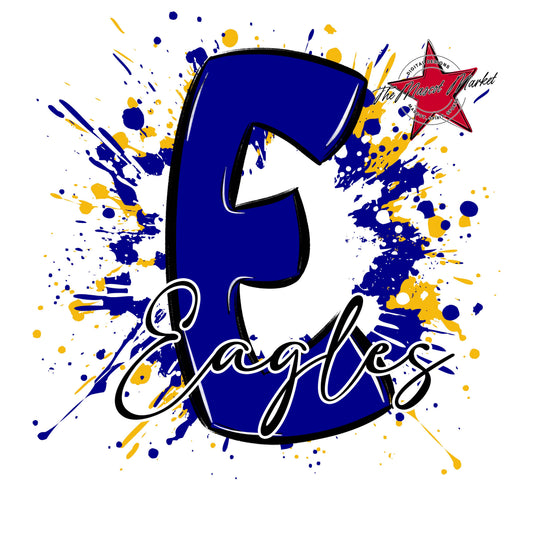 Eagles Mascot Splatter-Blue & Yellow