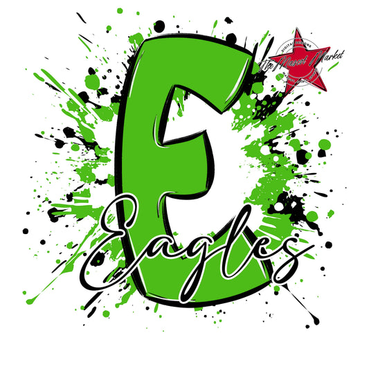 Eagles Mascot Splatter-Bright Green