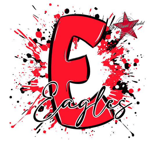 Eagles Mascot Splatter-Bright Red