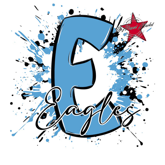 Eagles Mascot Splatter-Carolina Blue