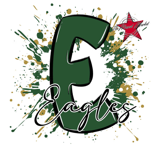 Eagles Mascot Splatter-Green & Gold